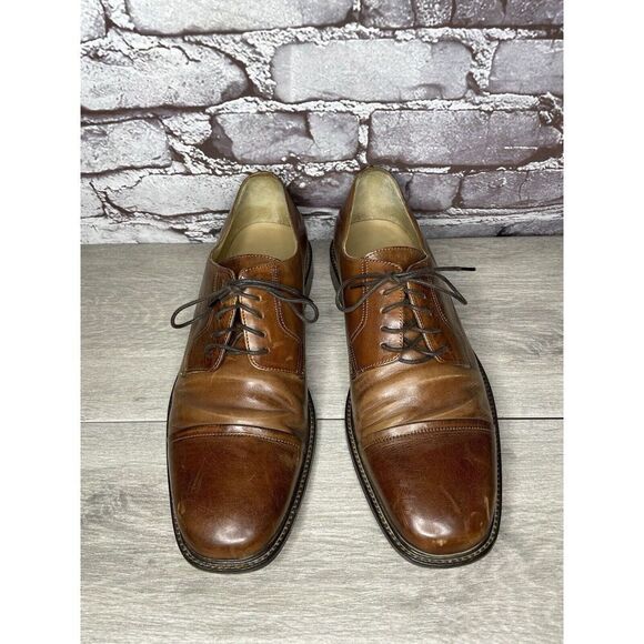 Johnston Murphy J. Murphy Brown Leather Cap Toe Oxford Dress Shoes Men Sz 10M US - Picture 2 of 16